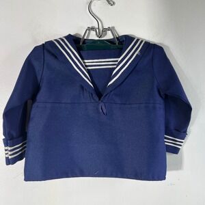 Boys Vintage French Toast Sailor Top & Hat Navy Blue White Red 3T Polyester